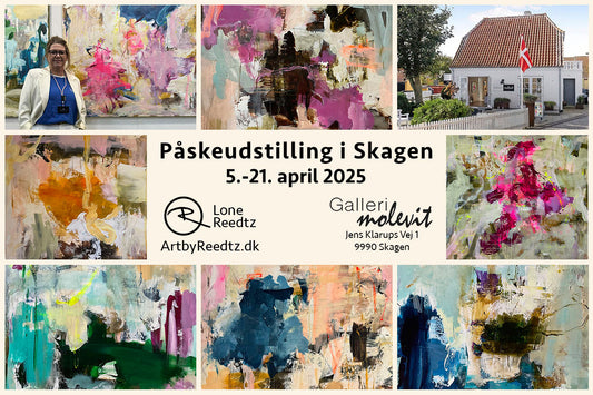 Påskeudstilling med Lone Reedtz i Skagen, Galleri Molevit, Påske 2025, 5-21 april 2025, Abstrakte, moderne og farverige malerier