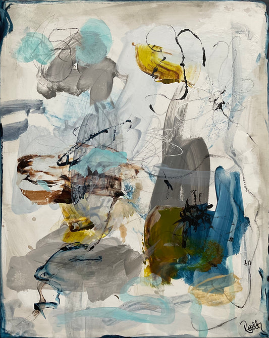 Abstrakt maleri, 50x40 cm, "Nr. 33" by Lone Reedtz , Abstrakt ekspressivt akrylmaleri på lærred Uden ramme