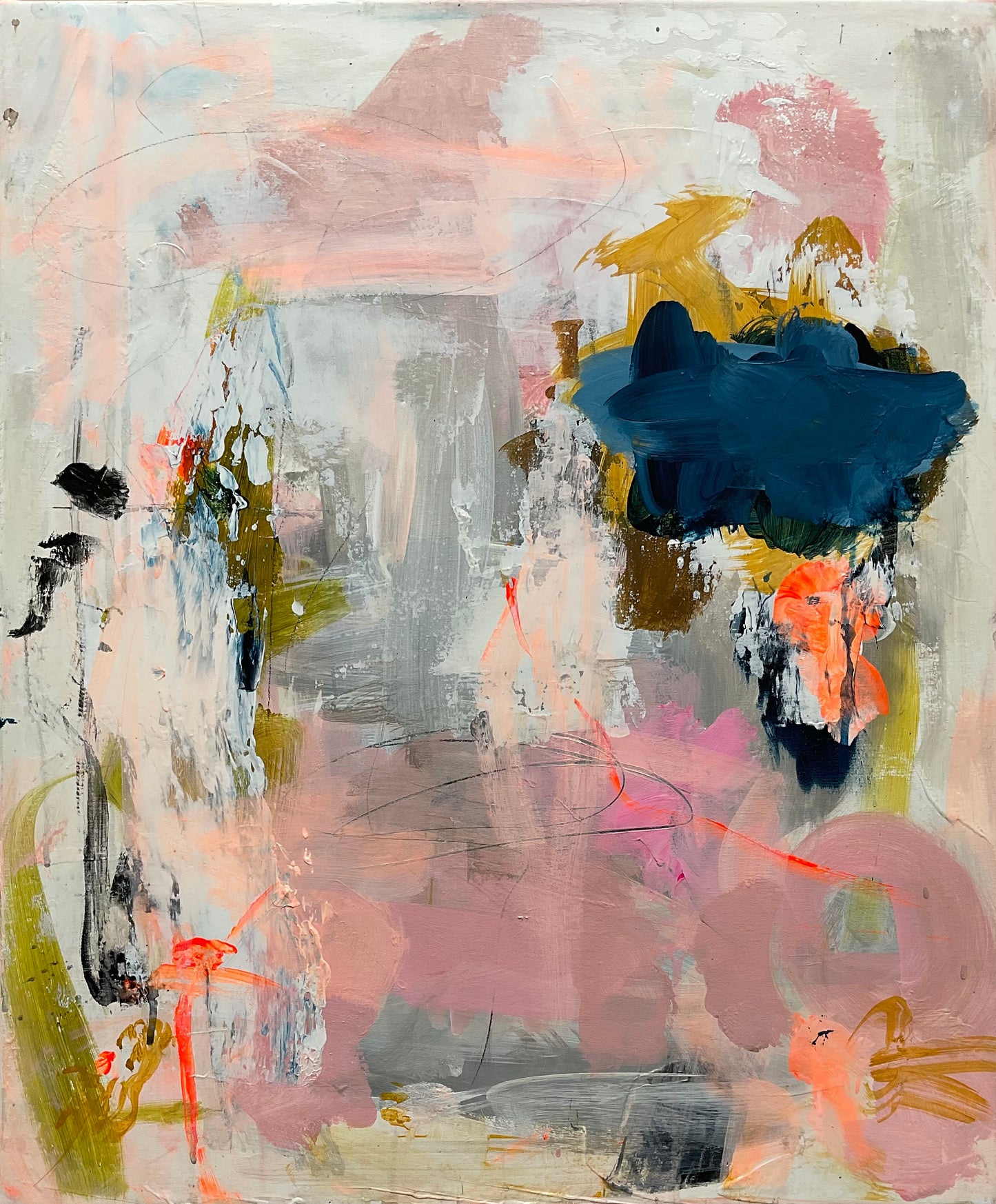 Abstrakt maleri, 50x60 cm, "Timeless" by Lone Reedtz , Abstrakt ekspressivt akrylmaleri på lærred Uden ramme