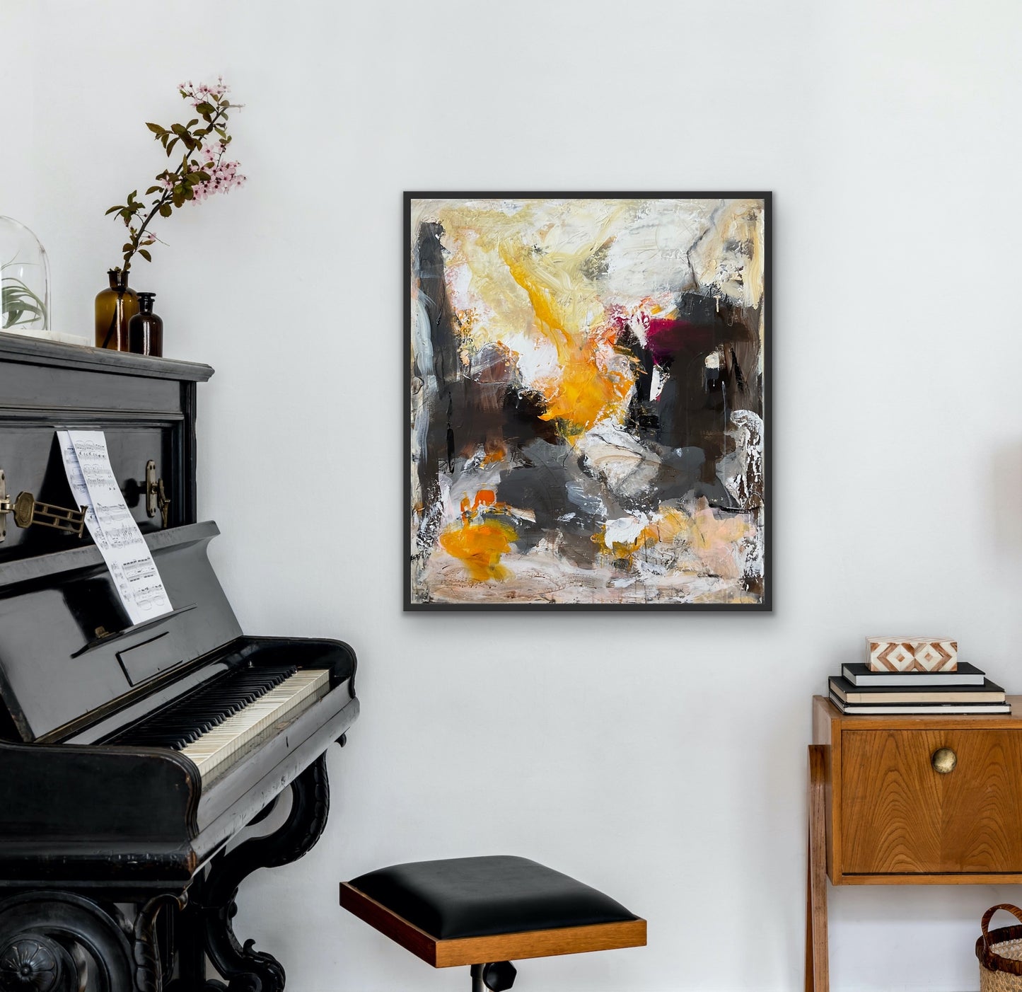 Abstrakt maleri, 70x80 cm, "Nr. 17" by Lone Reedtz , Abstrakt ekspressivt akrylmaleri på lærred