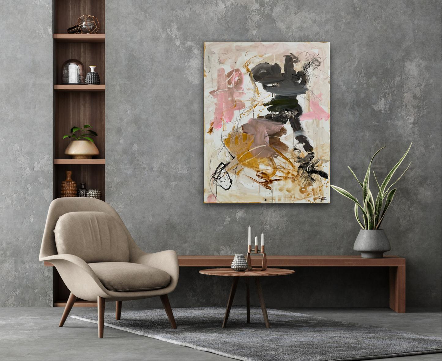 Abstrakt maleri, 70x90 cm, "Dwam" by Lone Reedtz , Abstrakt ekspressivt akrylmaleri på lærred