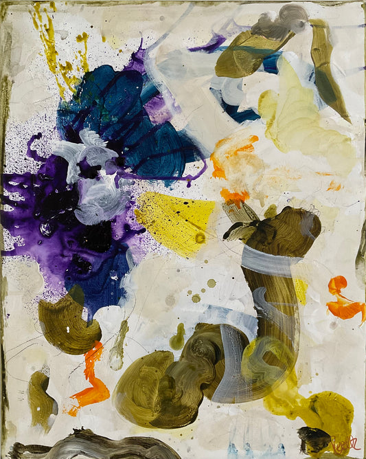 Abstrakt maleri, 50x40 cm, "Nr. 4" by Lone Reedtz , Abstrakt ekspressivt akrylmaleri på lærred Uden ramme
