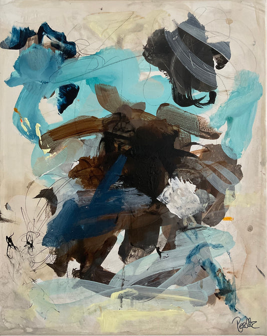 Abstrakt maleri, 50x40 cm, "Nr. 41" by Lone Reedtz , Abstrakt ekspressivt akrylmaleri på lærred Uden ramme