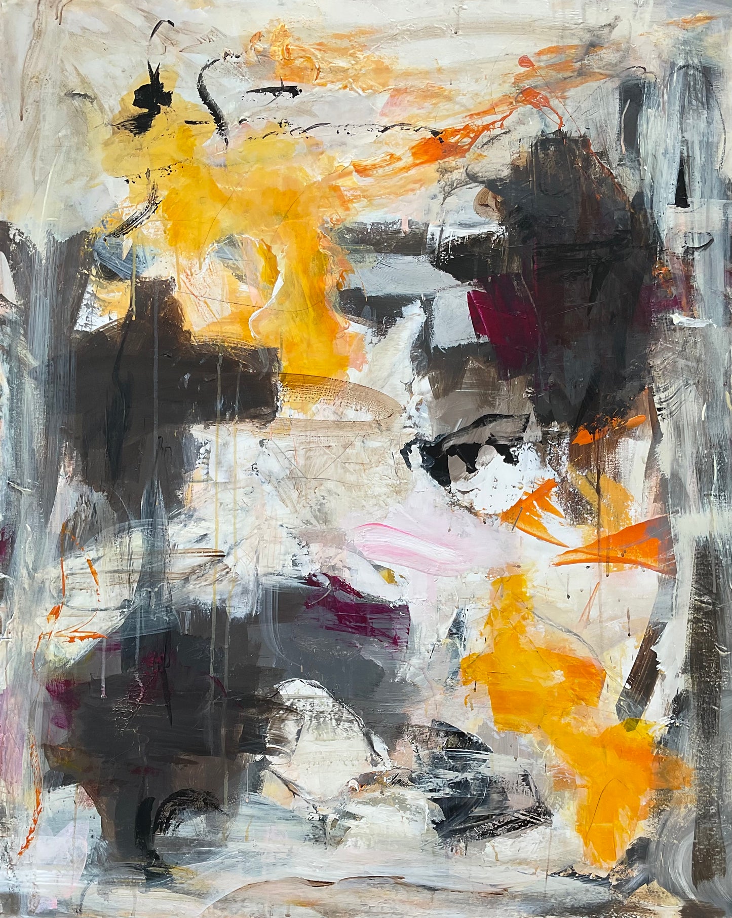 Abstrakt maleri, 80x100 cm, "Paradis" by Lone Reedtz , Abstrakt ekspressivt akrylmaleri på lærred Uden ramme