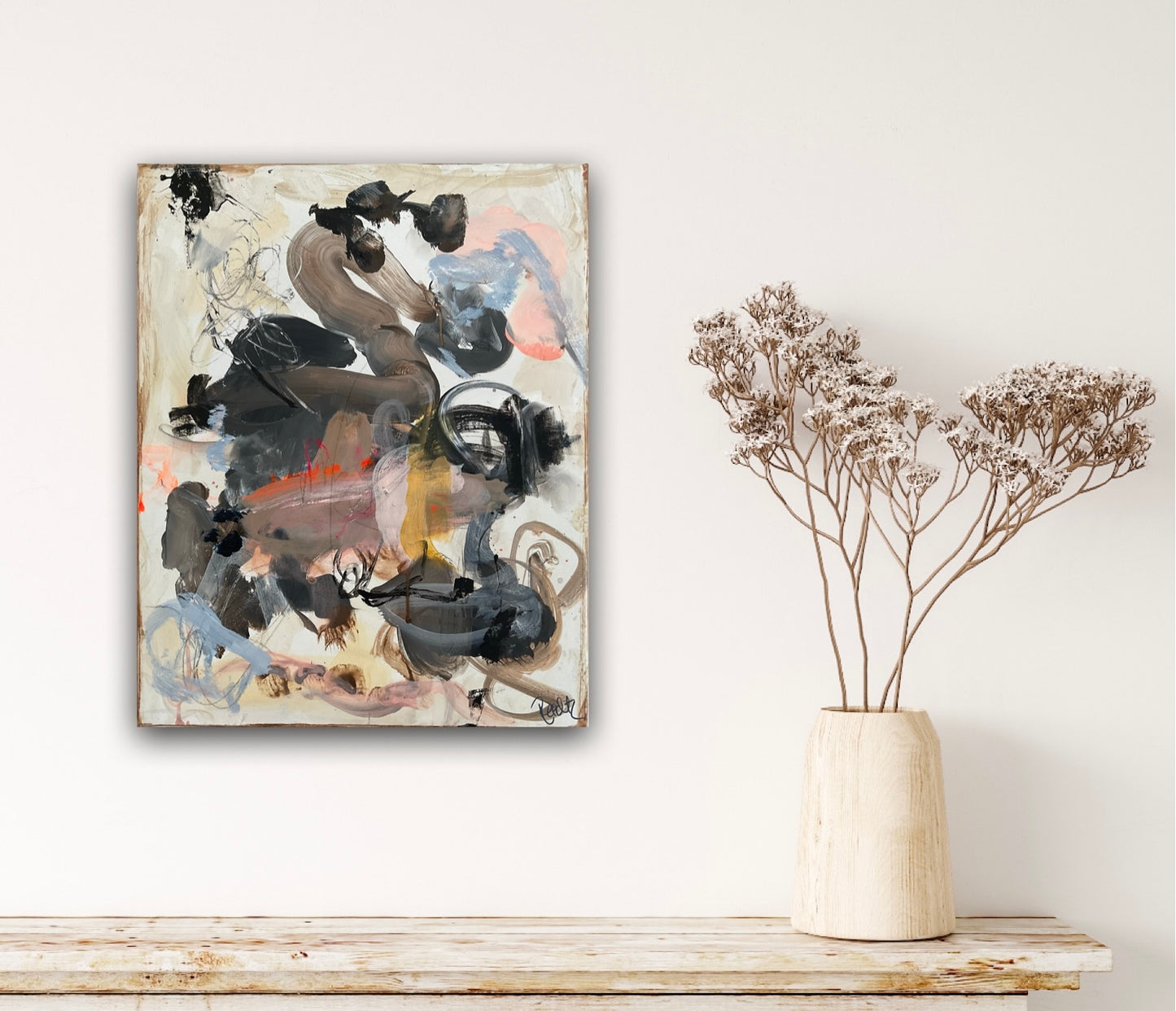 Abstrakt maleri, 40x50 cm, "Nr. 8" by Lone Reedtz , Abstrakt ekspressivt akrylmaleri på lærred