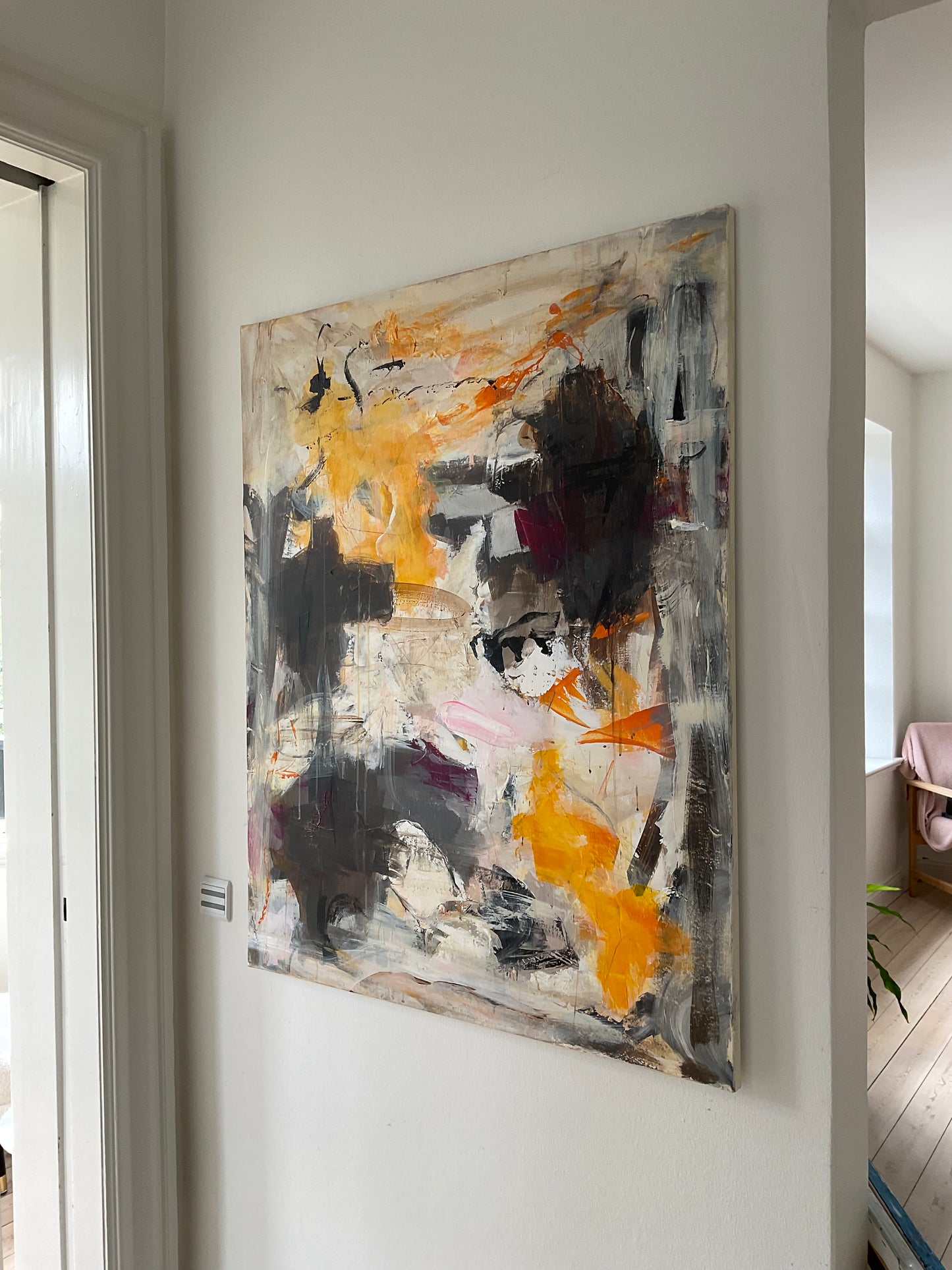Abstrakt maleri, 80x100 cm, "Paradis" by Lone Reedtz , Abstrakt ekspressivt akrylmaleri på lærred