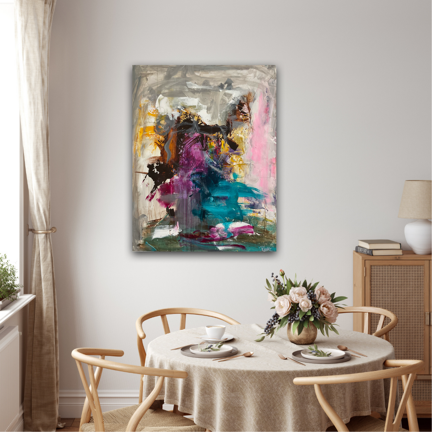 Abstrakt maleri, 70x90 cm, "Nr. 10" by Lone Reedtz , Abstrakt ekspressivt akrylmaleri på lærred