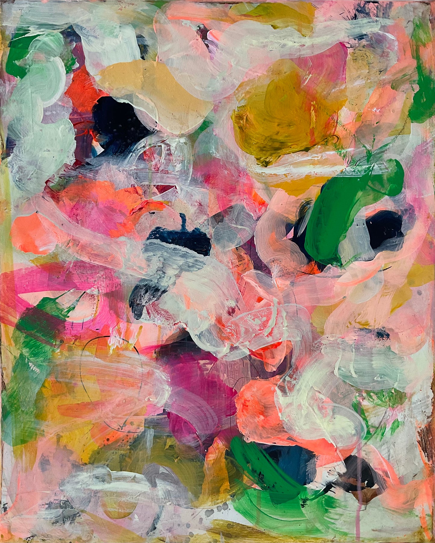 Abstrakt maleri, 50x40 cm, "Nr. 22" by Lone Reedtz , Abstrakt ekspressivt akrylmaleri på lærred Uden ramme