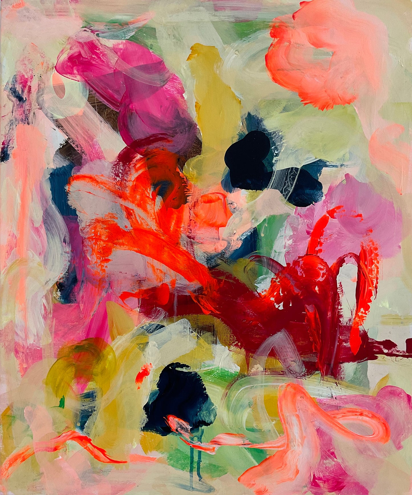 Abstrakt maleri, 50x60 cm, "Nr. 23" by Lone Reedtz , Abstrakt ekspressivt akrylmaleri på lærred