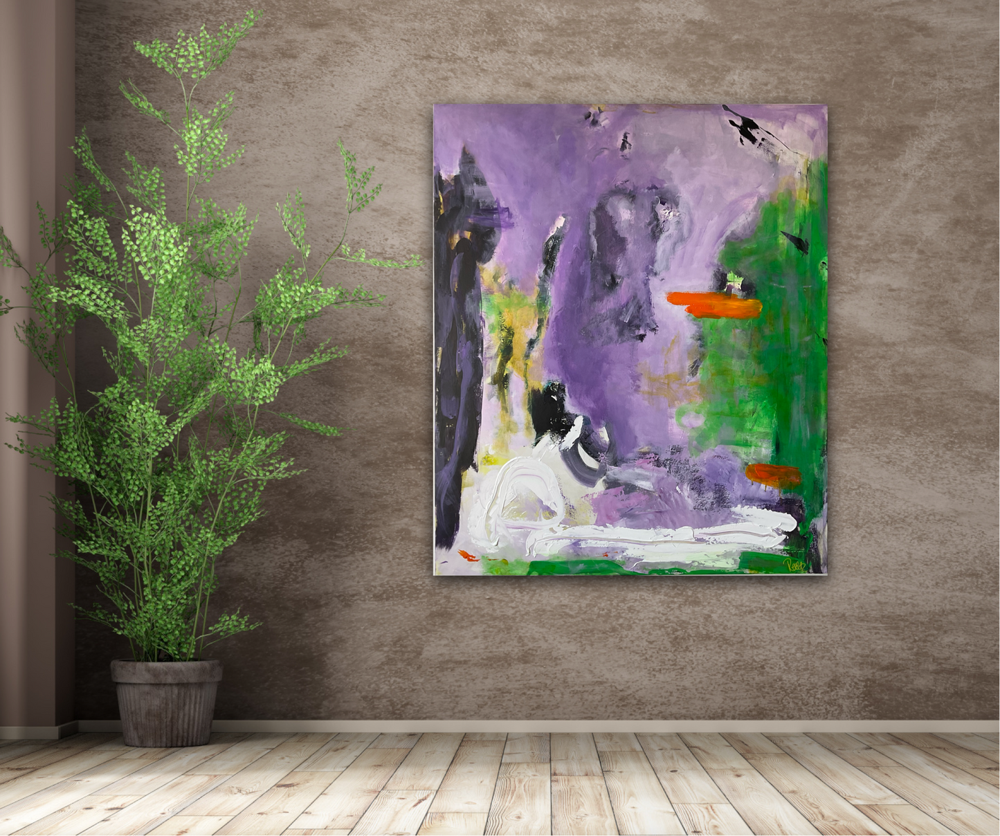 Abstrakt maleri, 100x120 cm, "Open mind" by Lone Reedtz , Abstrakt ekspressivt akrylmaleri på lærred Uden ramme