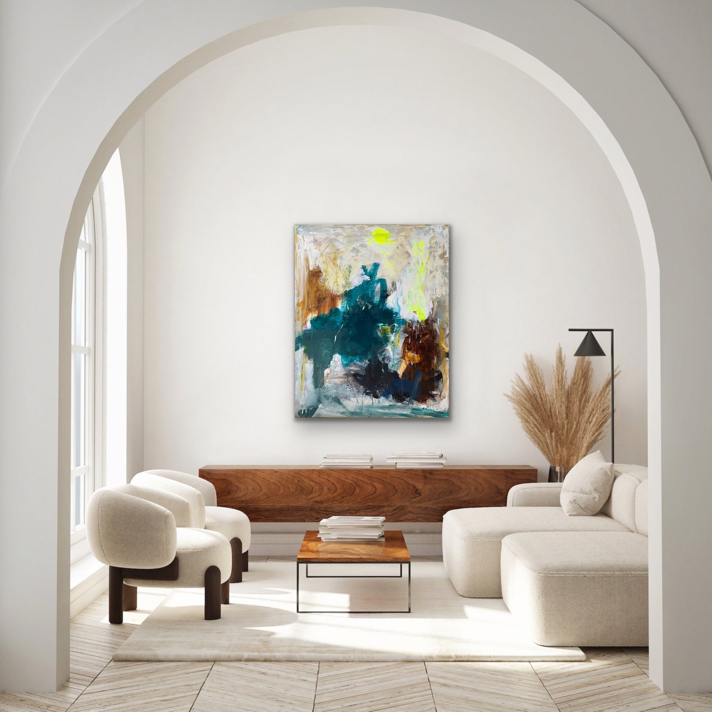 Abstrakt maleri, 100x80 cm, "Nr. 21" by Lone Reedtz , Abstrakt ekspressivt akrylmaleri på lærred