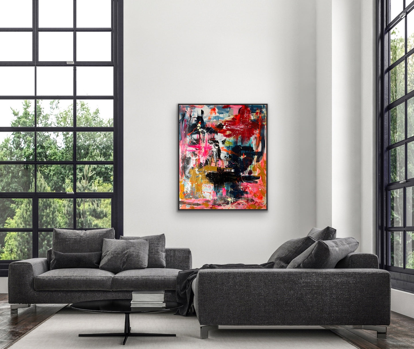 Abstrakt maleri, 100x120 cm, "The fullness of living" by Lone Reedtz , Abstrakt ekspressivt akrylmaleri på lærred