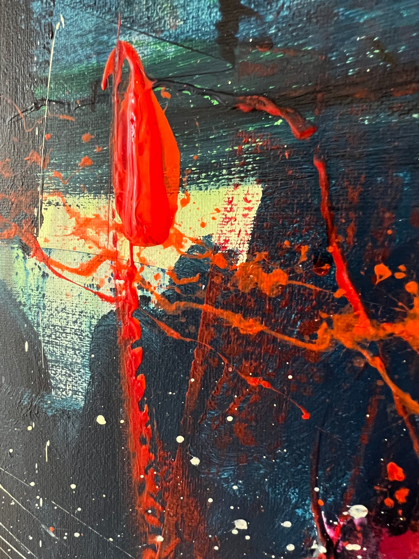 Abstrakt maleri, 100x120 cm, "The fullness of living" by Lone Reedtz , Abstrakt ekspressivt akrylmaleri på lærred