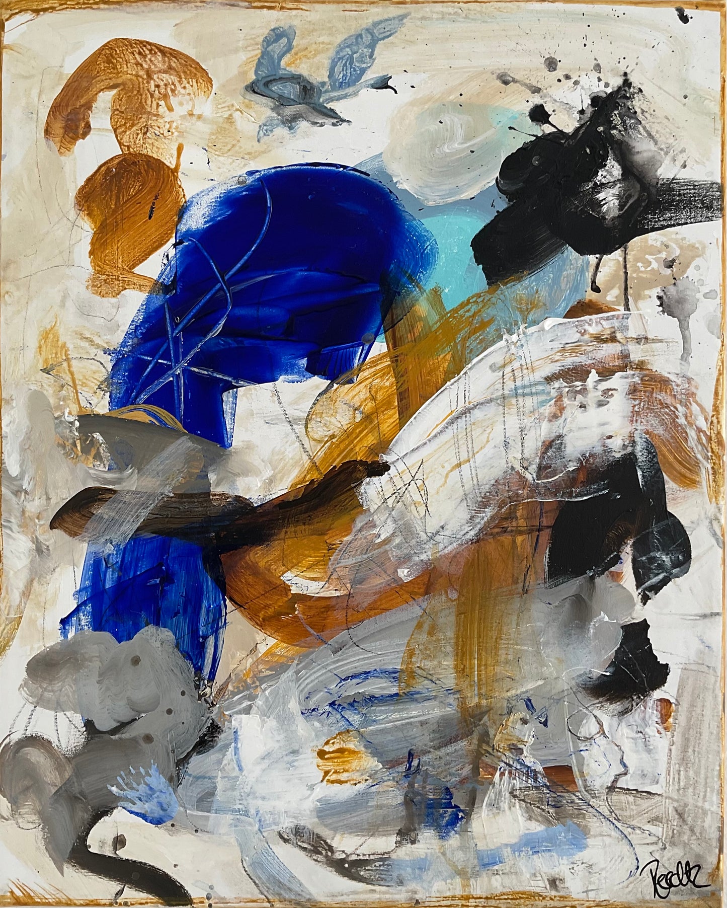 Abstrakt maleri, 50x40 cm, "Nr. 20" by Lone Reedtz , Abstrakt ekspressivt akrylmaleri på lærred