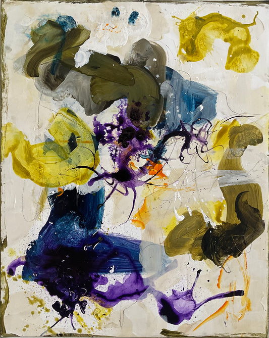 Abstrakt maleri, 50x40 cm, “ELMER” by Lone Reedtz , Abstrakt ekspressivt akrylmaleri på lærred