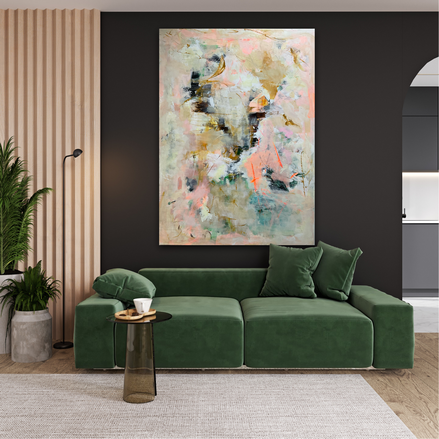 Abstrakt maleri, 140x100 cm, "Happiness" by Lone Reedtz , Abstrakt ekspressivt akrylmaleri på lærred