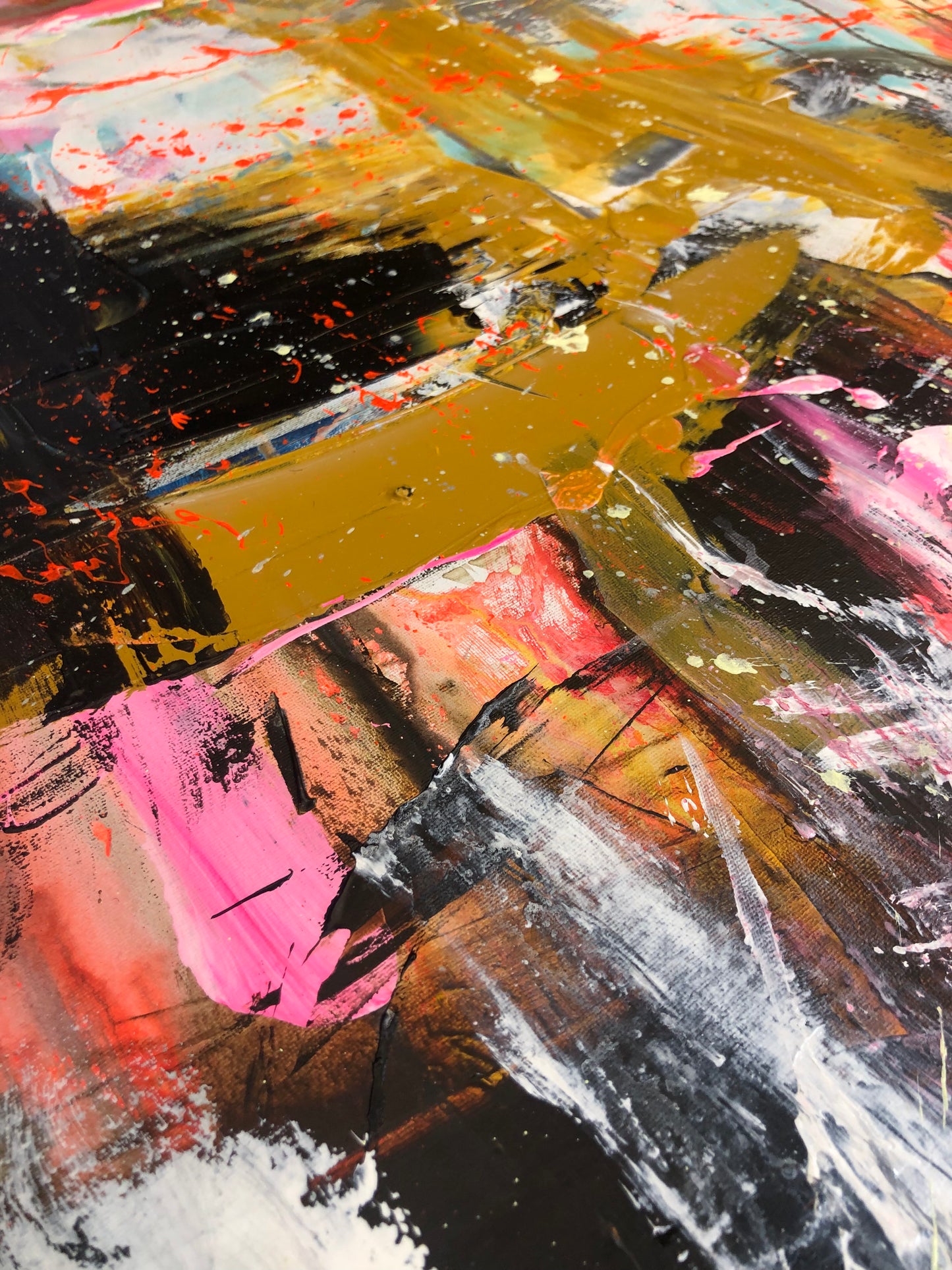 Abstrakt maleri, 100x120 cm, "The fullness of living" by Lone Reedtz , Abstrakt ekspressivt akrylmaleri på lærred