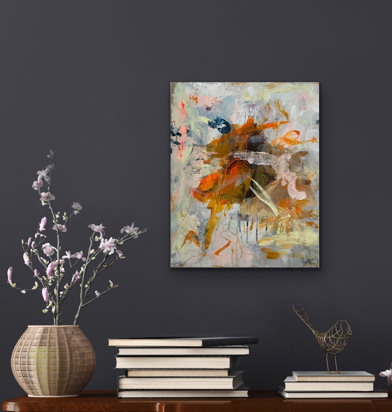 Abstrakt maleri, 40x50 cm, "Nr. 3" by Lone Reedtz , Abstrakt ekspressivt akrylmaleri på lærred