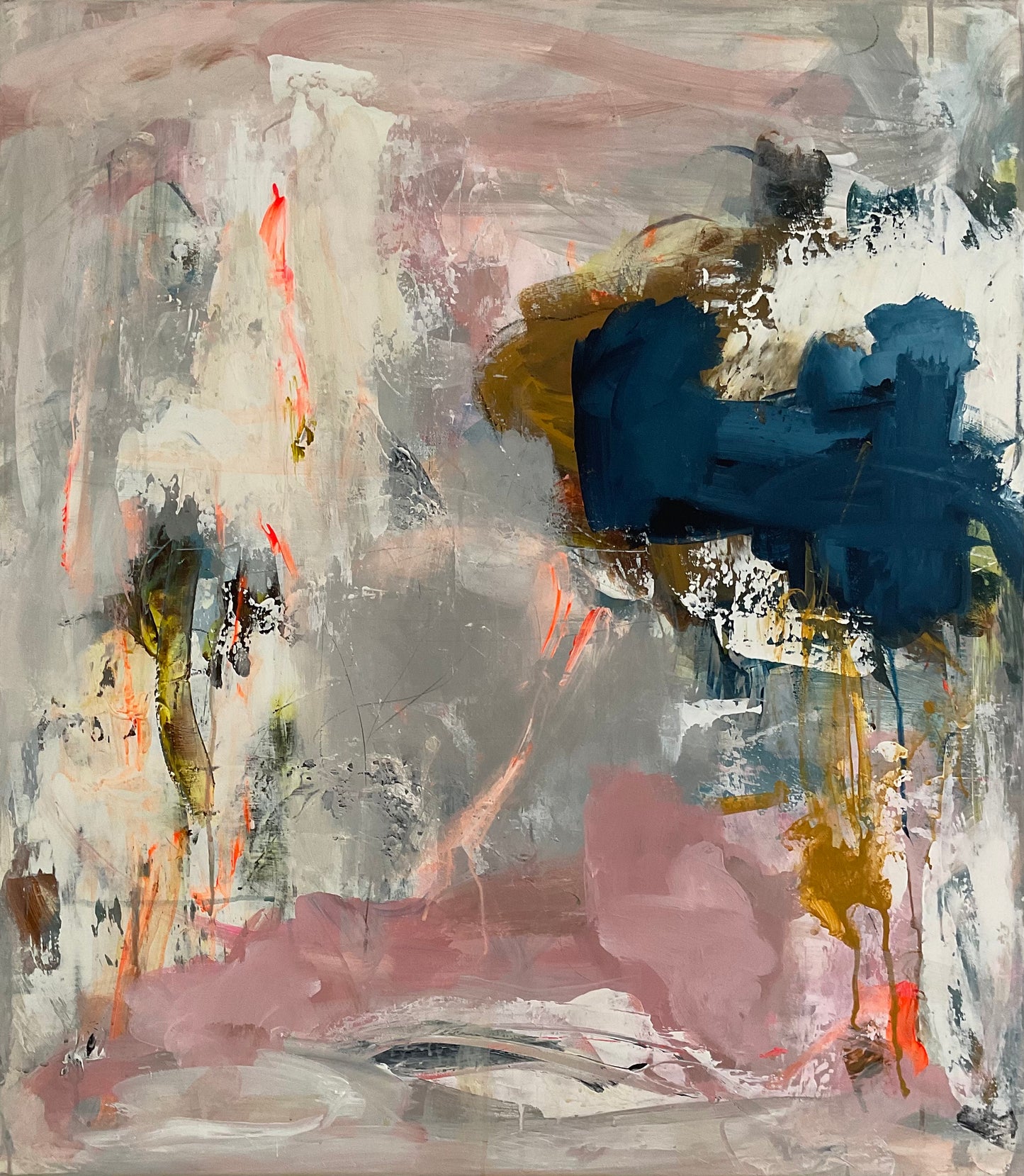 Abstrakt maleri, 80x70 cm, "PIECES OF WONDER” by Lone Reedtz , Abstrakt ekspressivt akrylmaleri på lærred Uden ramme