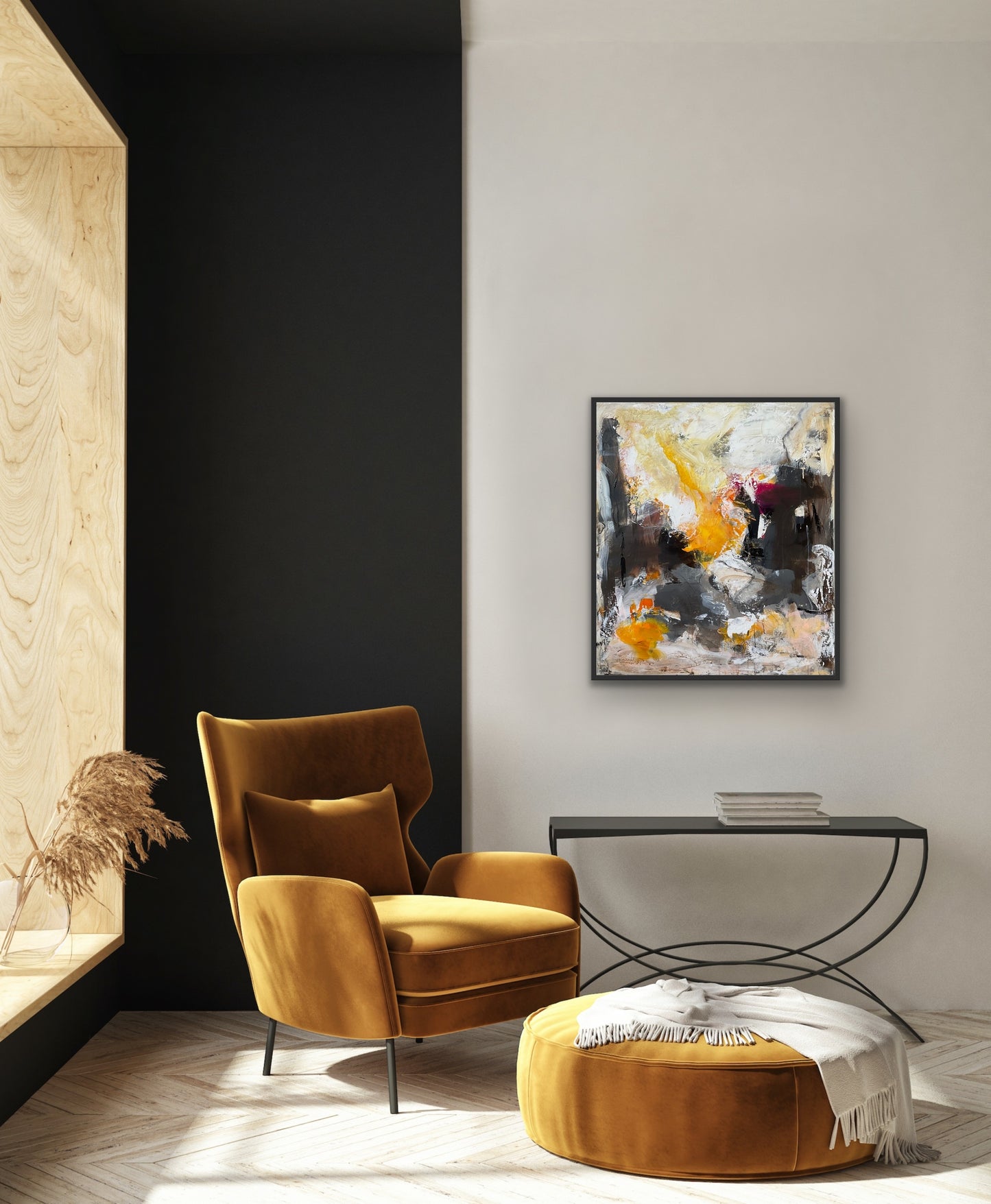 Abstrakt maleri, 70x80 cm, "Nr. 17" by Lone Reedtz , Abstrakt ekspressivt akrylmaleri på lærred