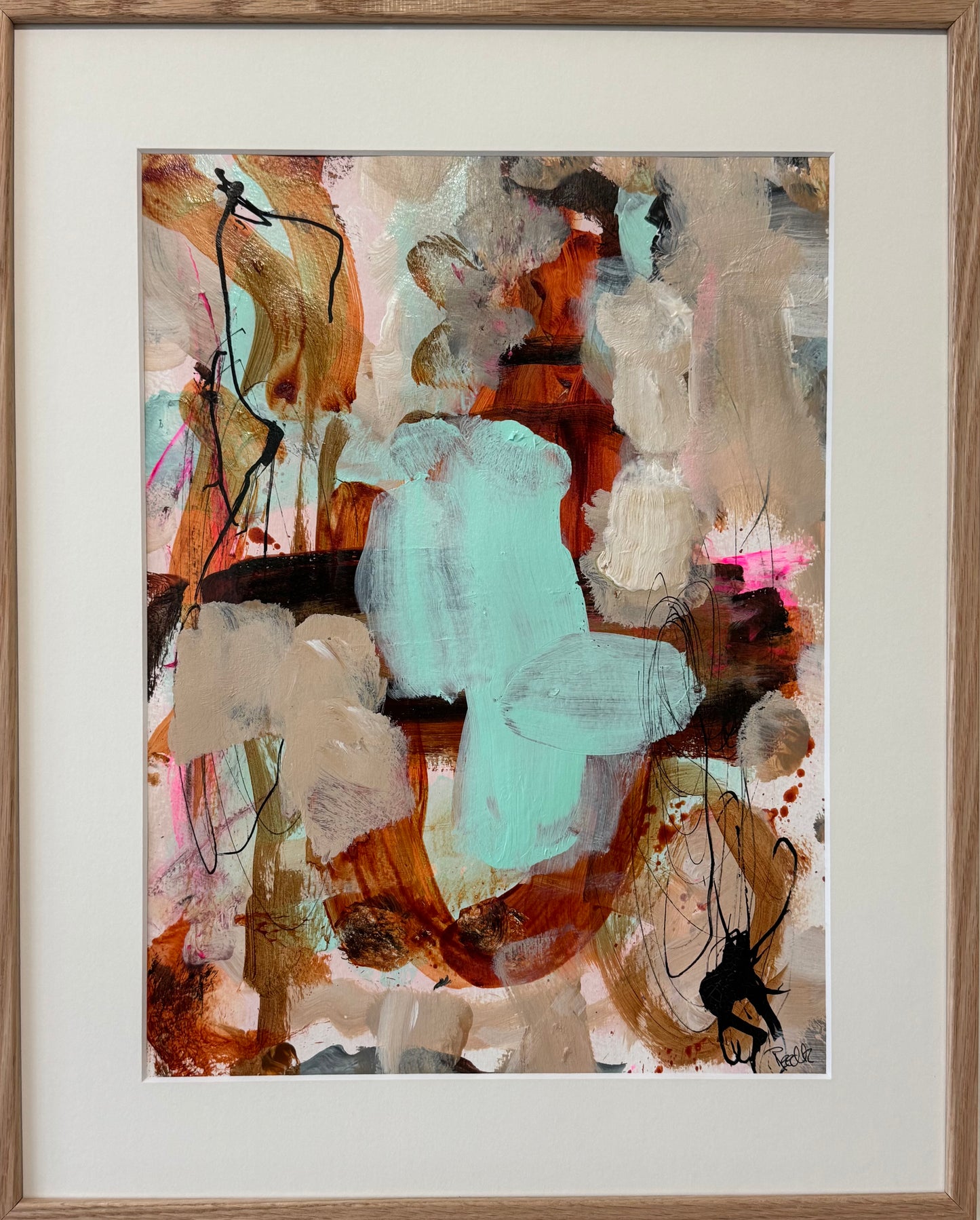 Paperwork, 50x40 cm, med massiv egetræsramme