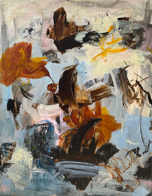 Abstrakt maleri, 90x70 cm, "Nr. 11" by Lone Reedtz , Abstrakt ekspressivt akrylmaleri på lærred Uden ramme