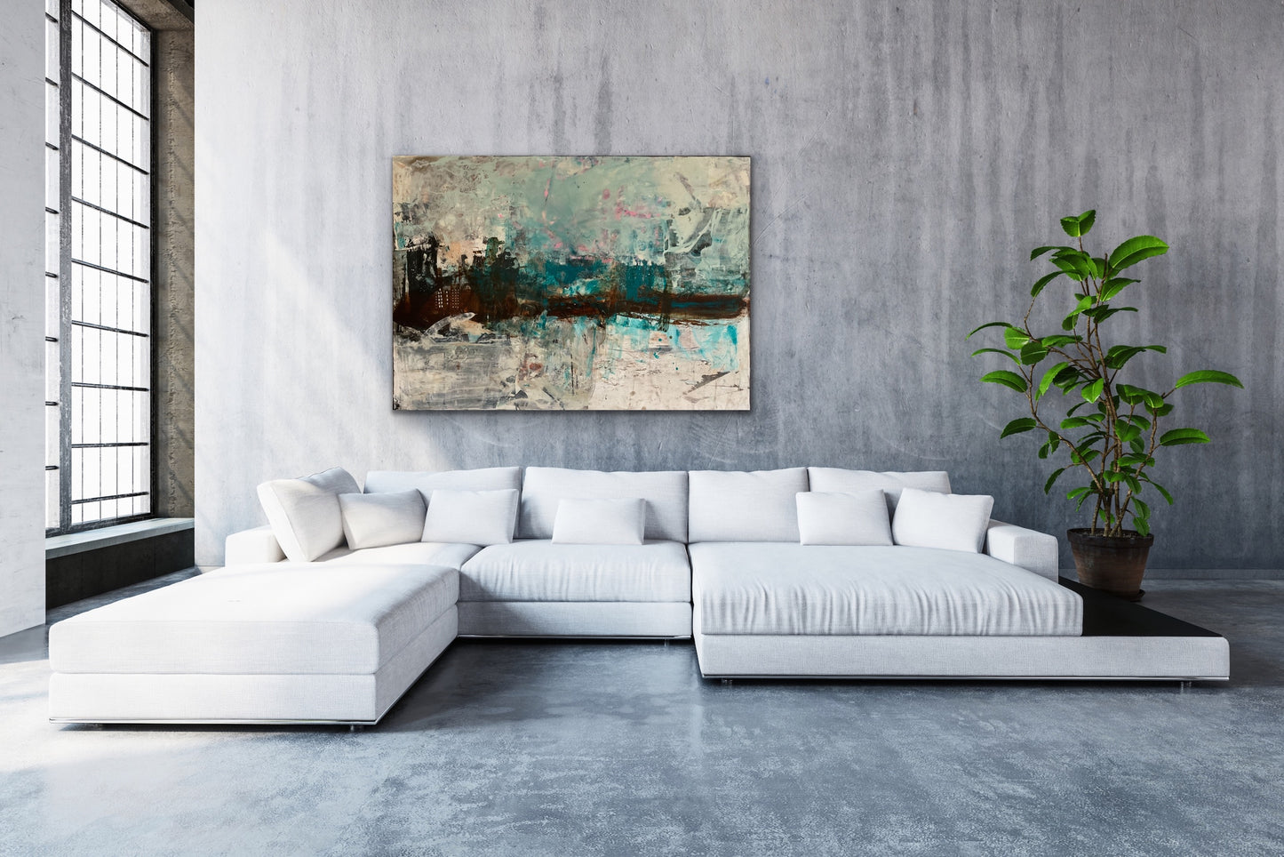 Abstrakt maleri, 140x100 cm, "Night in the city" by Lone Reedtz , Abstrakt ekspressivt akrylmaleri på lærred