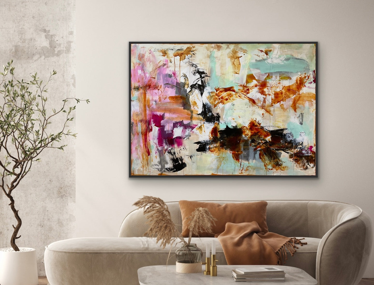 Abstrakt maleri, 100x140 cm, "CATCH A FEELING”