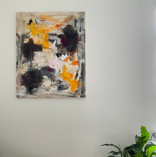 Abstrakt maleri, 100x80 cm, "Paradis" by Lone Reedtz , Abstrakt ekspressivt akrylmaleri på lærred