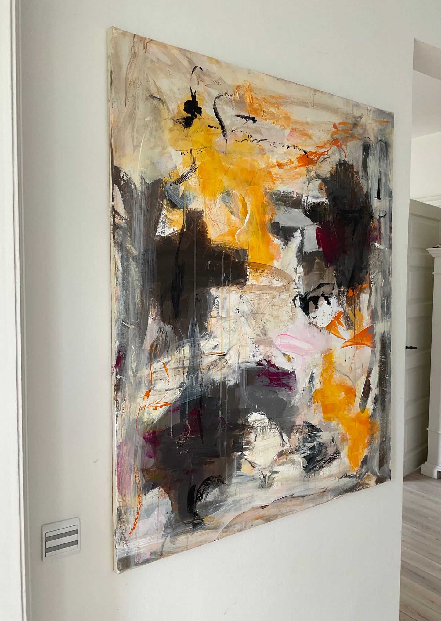 Abstrakt maleri, 80x100 cm, "Paradis" by Lone Reedtz , Abstrakt ekspressivt akrylmaleri på lærred
