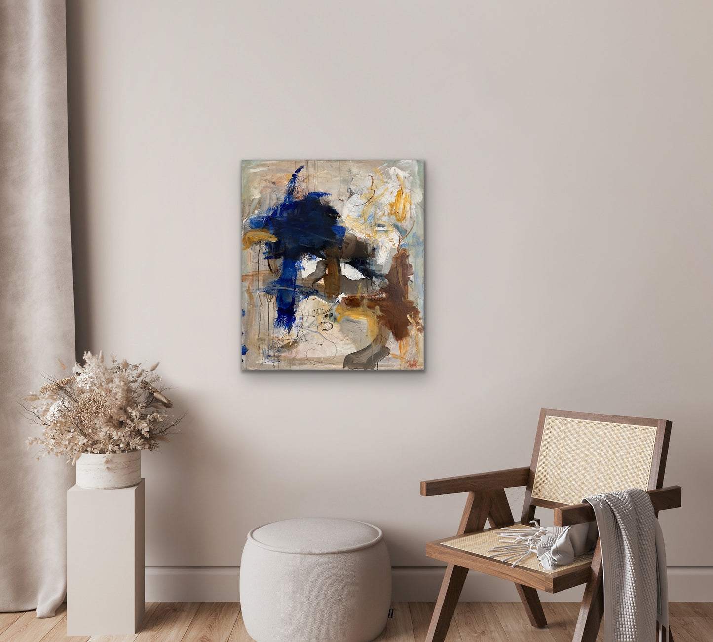 Abstrakt maleri, 80x70 cm, "TAKE IT BACK” by Lone Reedtz , Abstrakt ekspressivt akrylmaleri på lærred