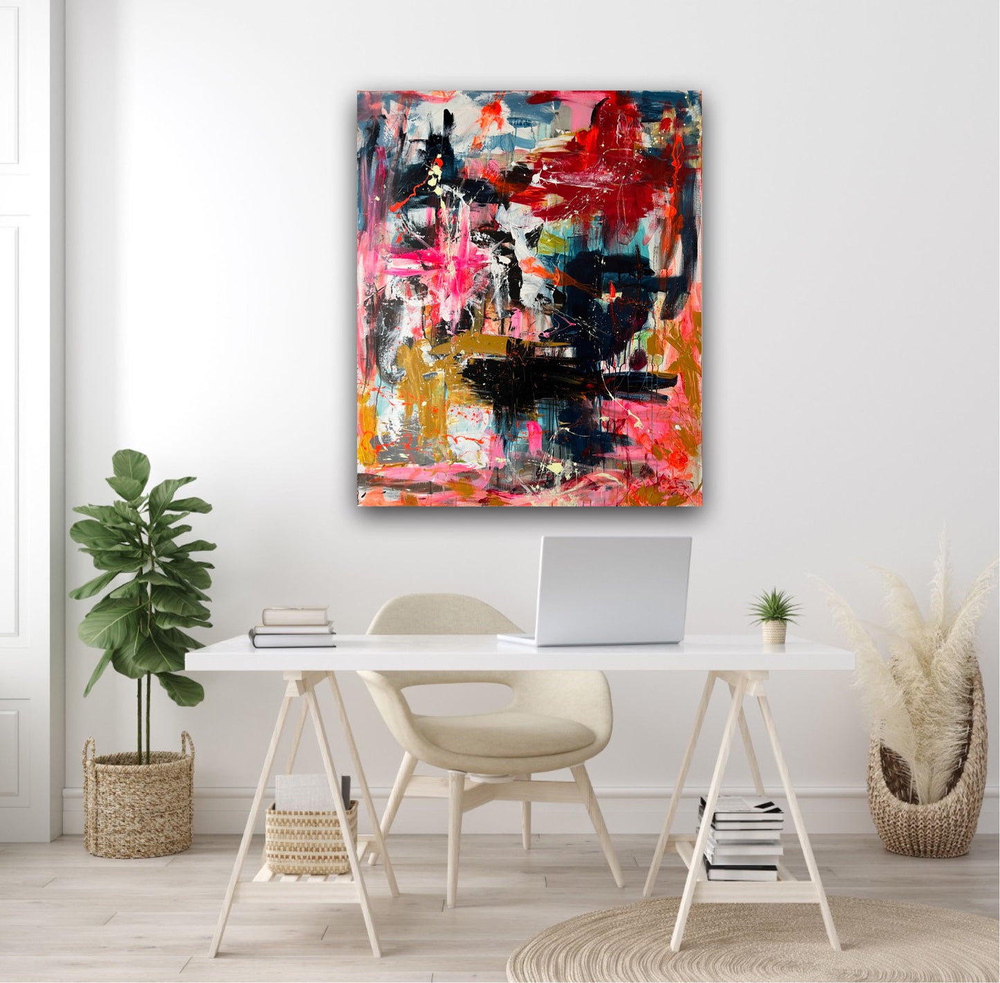 Abstrakt maleri, 100x120 cm, "The fullness of living" by Lone Reedtz , Abstrakt ekspressivt akrylmaleri på lærred