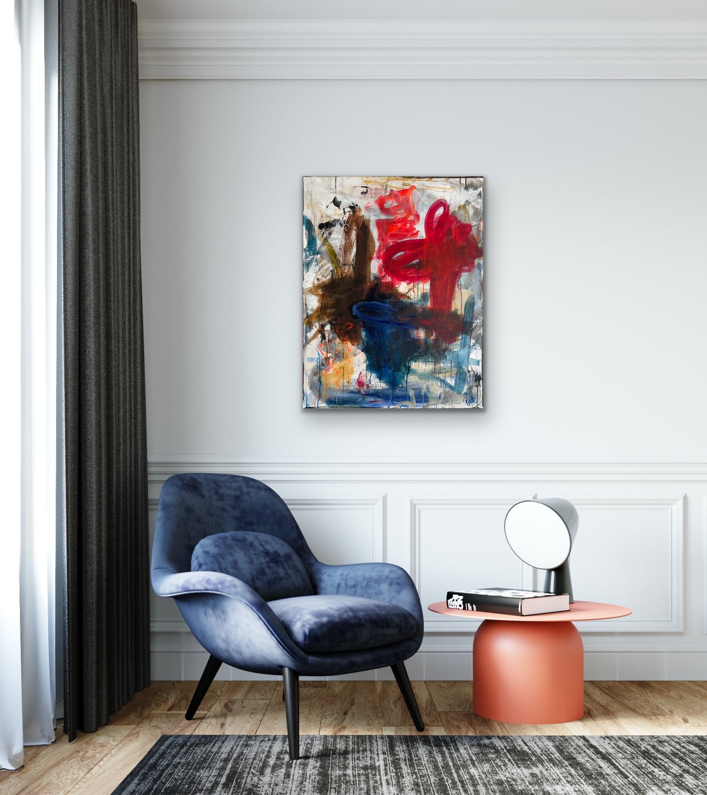 Abstrakt maleri, 70x90 cm, "Life is a highway" by Lone Reedtz , Abstrakt ekspressivt akrylmaleri på lærred