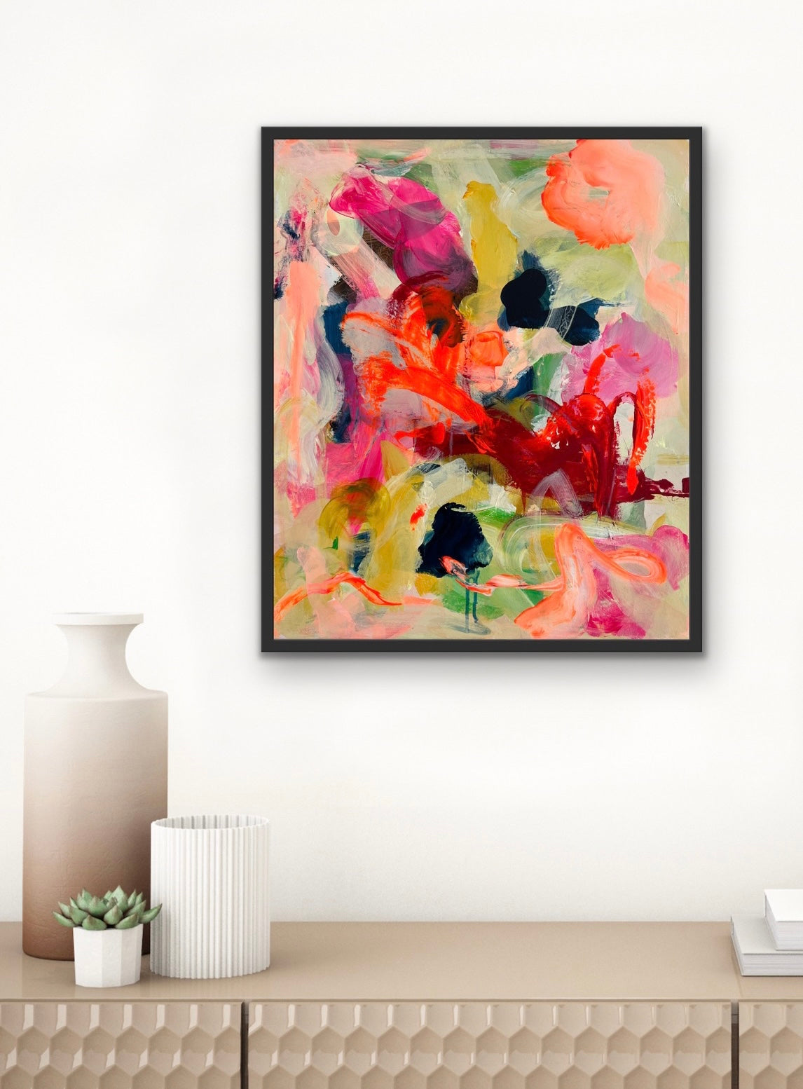 Abstrakt maleri, 50x60 cm, "Nr. 23" by Lone Reedtz , Abstrakt ekspressivt akrylmaleri på lærred