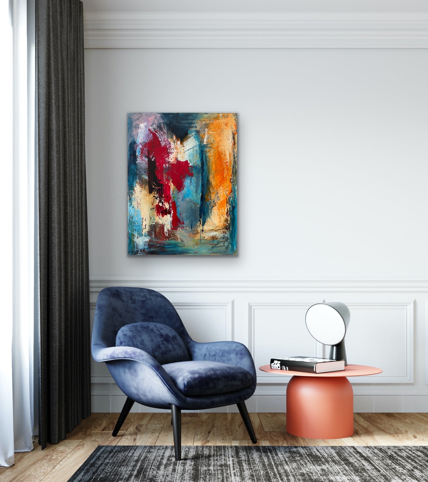 Abstrakt maleri, 70x90 cm, "See your true colors" by Lone Reedtz , Abstrakt ekspressivt akrylmaleri på lærred