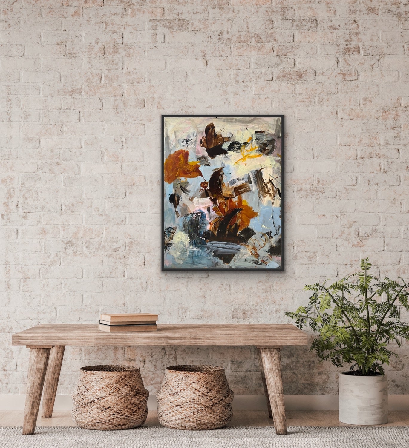 Abstrakt maleri, 90x70 cm, "Nr. 11" by Lone Reedtz , Abstrakt ekspressivt akrylmaleri på lærred