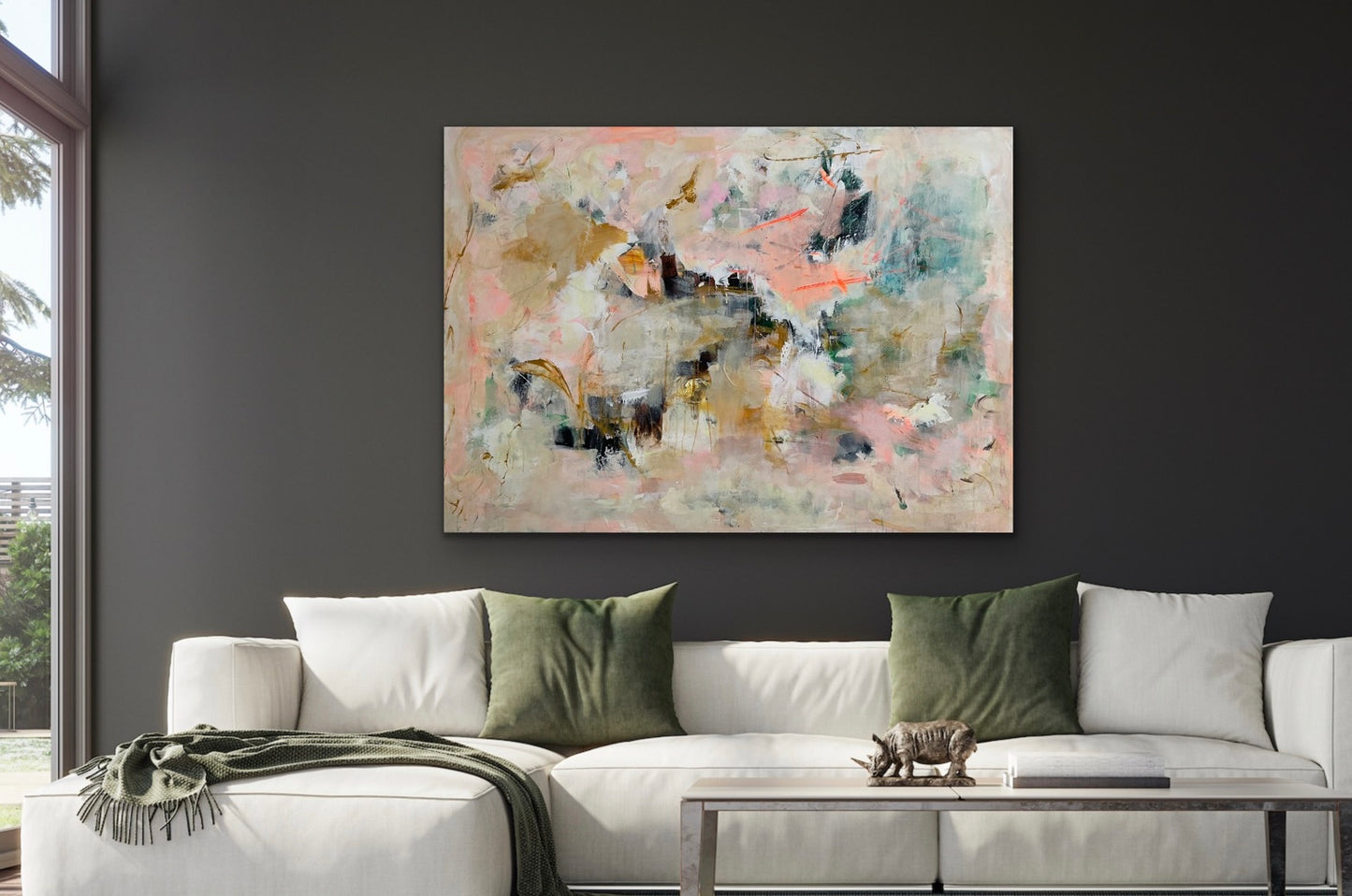 Abstrakt maleri, 140x100 cm, "Happiness" by Lone Reedtz , Abstrakt ekspressivt akrylmaleri på lærred