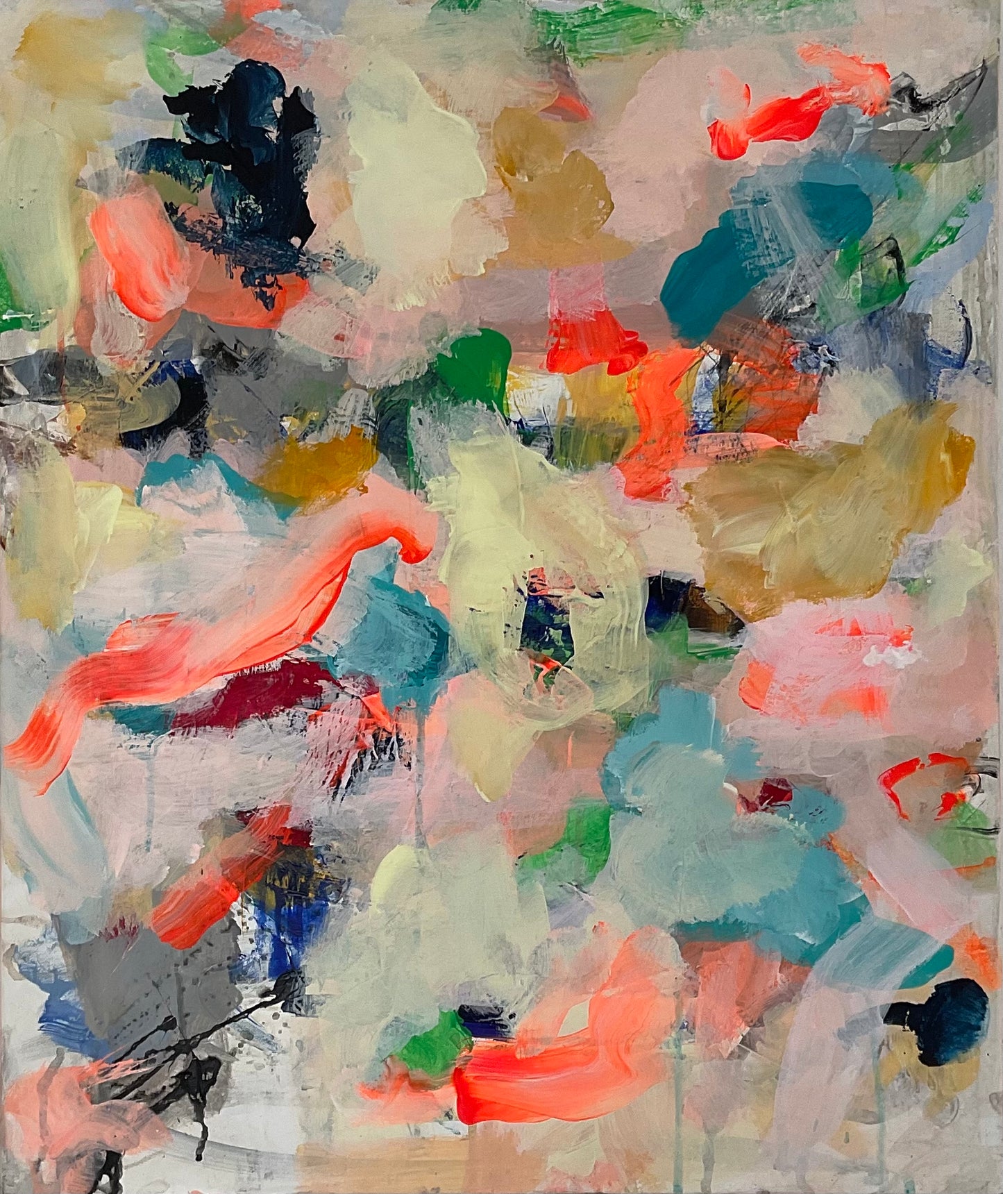 Abstrakt maleri, 50x60 cm, "Nr. 18" by Lone Reedtz , Abstrakt ekspressivt akrylmaleri på lærred