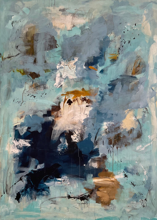 Abstrakt maleri, 140x100 cm, "La belle” by Lone Reedtz , Abstrakt ekspressivt akrylmaleri på lærred Uden ramme