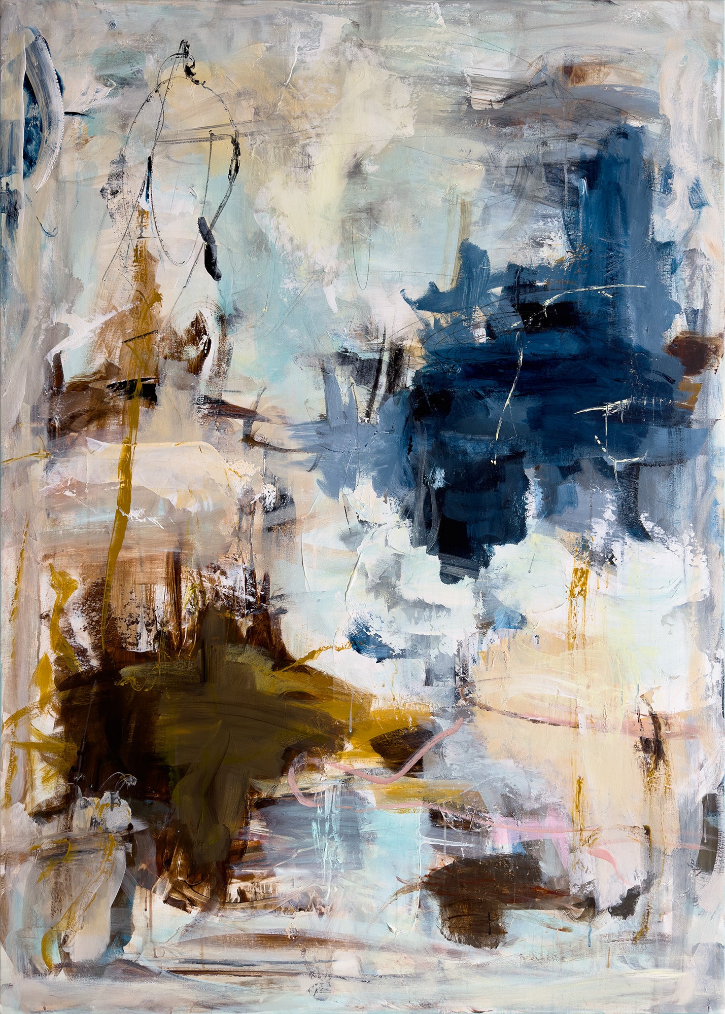 Abstrakt maleri, 140x100 cm, "LIFE IS A FLOWER" by Lone Reedtz , Abstrakt ekspressivt akrylmaleri på lærred Uden ramme Kunstsamlingen-katalog-2025