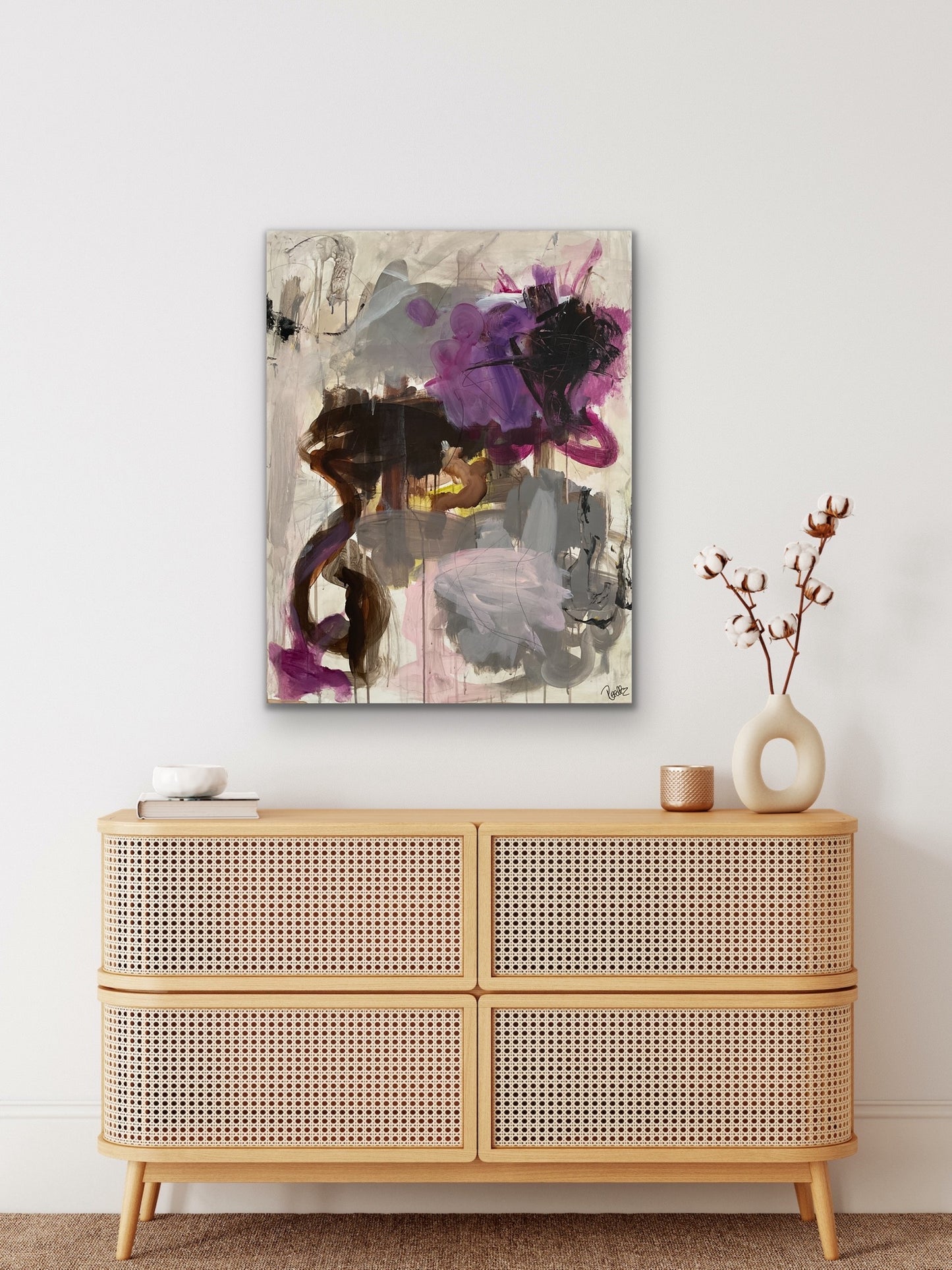 Abstrakt maleri, 90x70 cm, ”JOURNEY” by Lone Reedtz , Abstrakt ekspressivt akrylmaleri på lærred