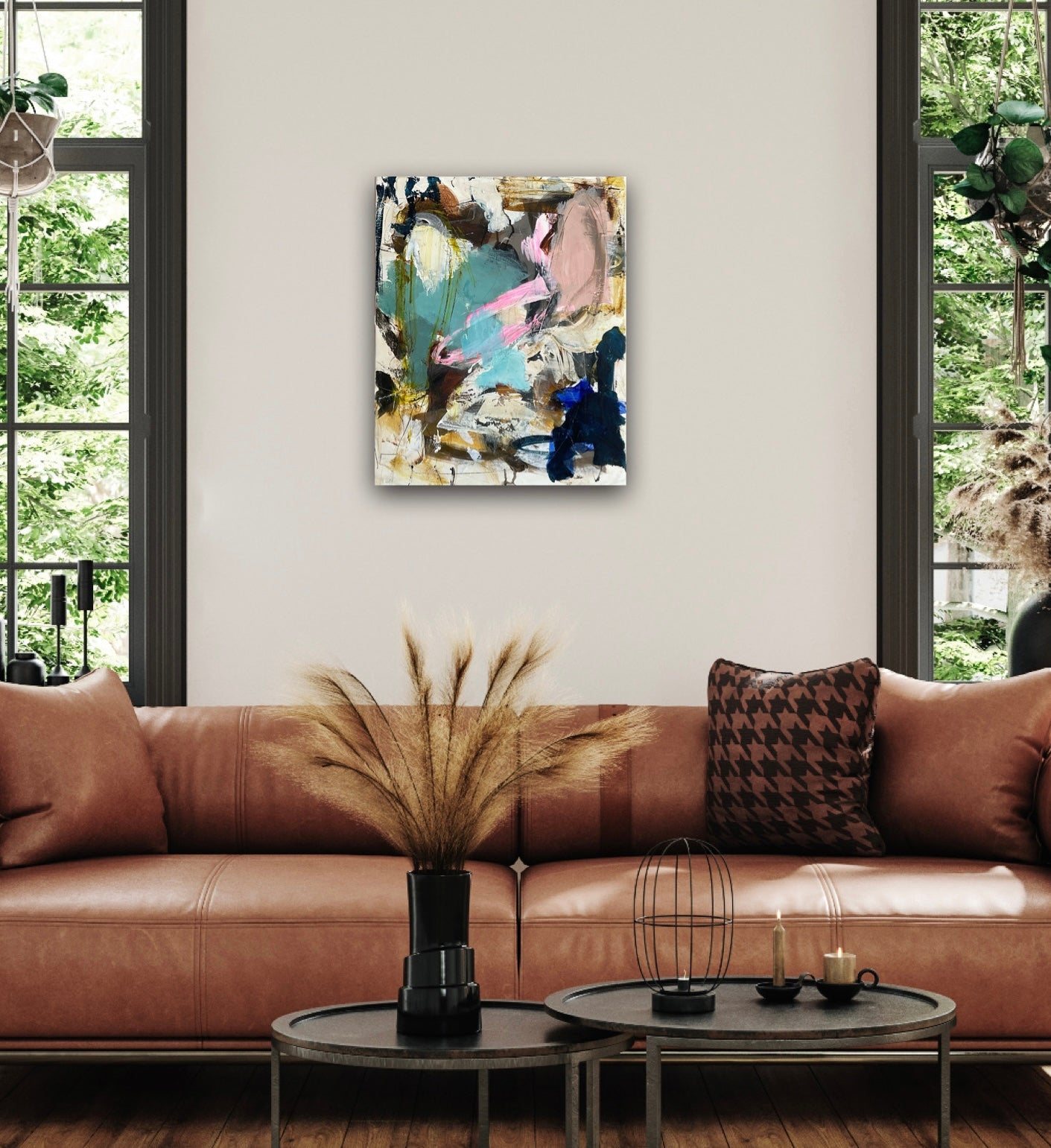 Abstrakt maleri, 50x40 cm, "Joy” by Lone Reedtz , Abstrakt ekspressivt akrylmaleri på lærred