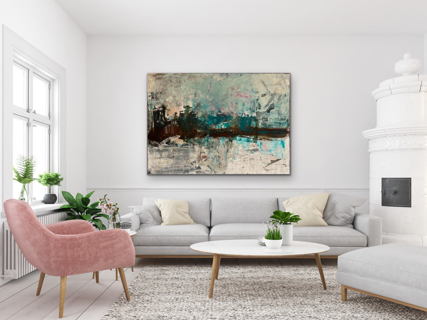 Abstrakt maleri, 140x100 cm, "Night in the city" by Lone Reedtz , Abstrakt ekspressivt akrylmaleri på lærred