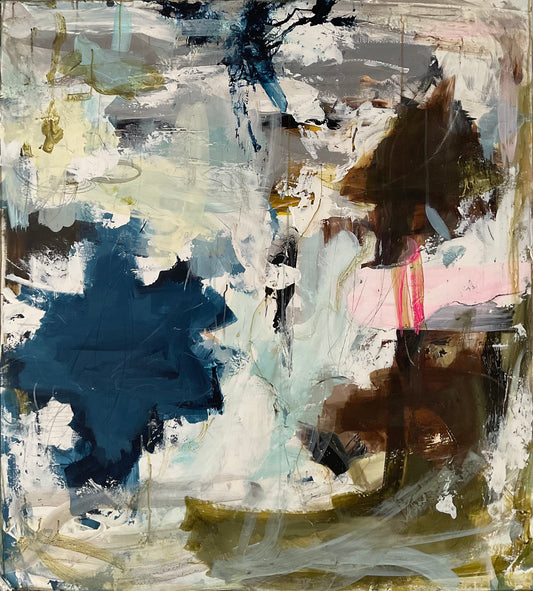 Abstrakt maleri, 100x90 cm, "Ocean of you" by Lone Reedtz , Abstrakt ekspressivt akrylmaleri på lærred