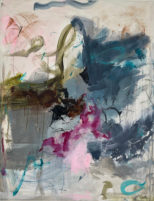 Abstrakt maleri, 90x70 cm, "Beautiful Day" by Lone Reedtz , Abstrakt ekspressivt akrylmaleri på lærred Uden ramme