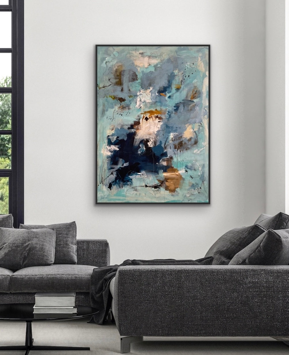 Abstrakt maleri, 100x140 cm, "Nr. 35" by Lone Reedtz , Abstrakt ekspressivt akrylmaleri på lærred