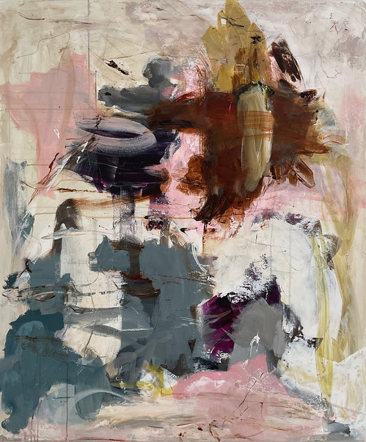 Abstrakt maleri, 120x100 cm, "MAGNOLIA” by Lone Reedtz , Abstrakt ekspressivt akrylmaleri på lærred Uden ramme