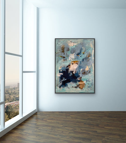Abstrakt maleri, 140x100 cm, "La belle” by Lone Reedtz , Abstrakt ekspressivt akrylmaleri på lærred