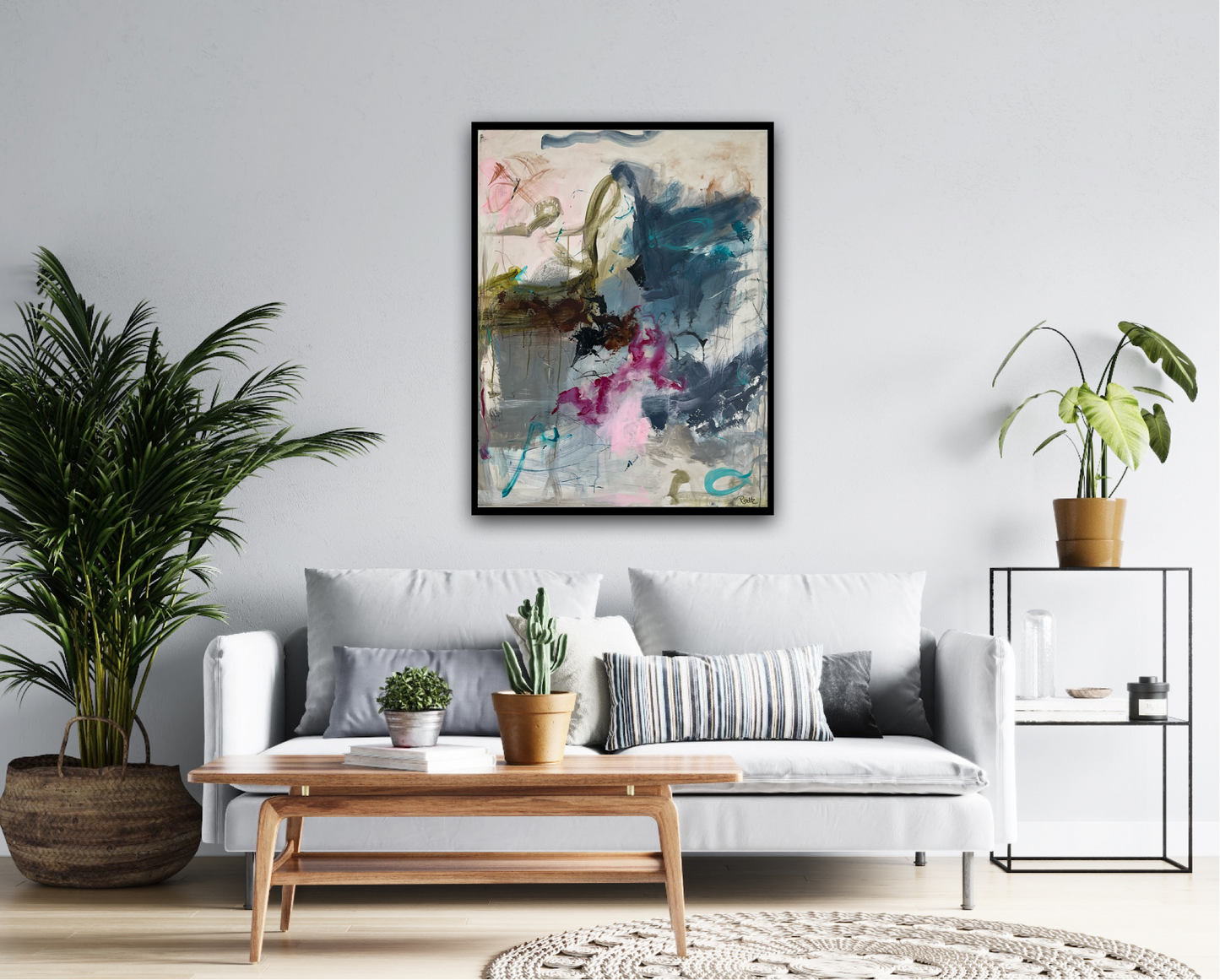Abstrakt maleri, 70x90 cm, "Beautiful Day" by Lone Reedtz , Abstrakt ekspressivt akrylmaleri på lærred