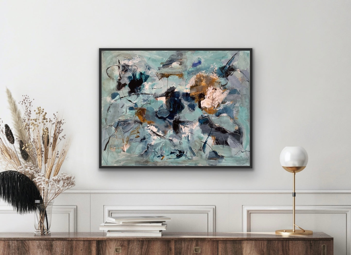 Abstrakt maleri, 90x70 cm, "Nr. 25" by Lone Reedtz , Abstrakt ekspressivt akrylmaleri på lærred